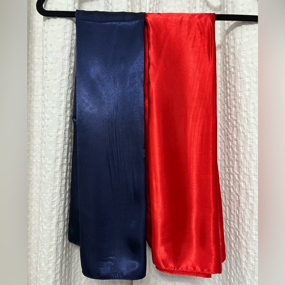 Set of 2 - 35” Square Scarves Red/Navy